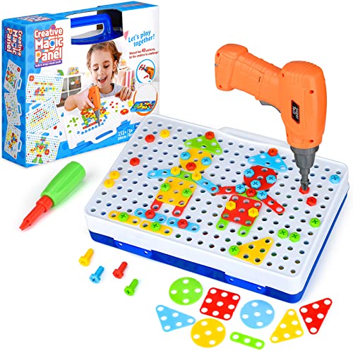 TI-TOO 3D Take Apart Toy for Kids Puzzle Constructions Toys for 3 4 5 Years Old Boys Creative Puzzles Assembly DIY Toy Construction Building Toy Kit Electric Drill Puzzle Toy Play Set with Storage Box