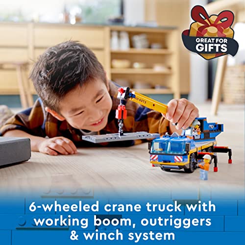 LEGO City Great Vehicles Mobile Crane, Truck Toy for Kids, Boys & girls, Construction Vehicle Model Building Kit with Tool Toys, Introduction to Engineering Set 60324