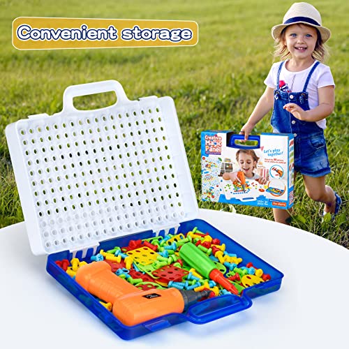 TI-TOO 3D Take Apart Toy for Kids Puzzle Constructions Toys for 3 4 5 Years Old Boys Creative Puzzles Assembly DIY Toy Construction Building Toy Kit Electric Drill Puzzle Toy Play Set with Storage Box