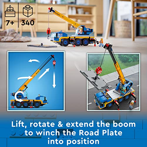 LEGO City Great Vehicles Mobile Crane, Truck Toy for Kids, Boys & girls, Construction Vehicle Model Building Kit with Tool Toys, Introduction to Engineering Set 60324