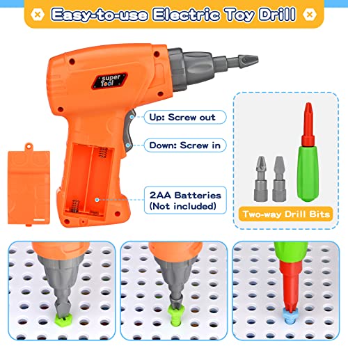 TI-TOO 3D Take Apart Toy for Kids Puzzle Constructions Toys for 3 4 5 Years Old Boys Creative Puzzles Assembly DIY Toy Construction Building Toy Kit Electric Drill Puzzle Toy Play Set with Storage Box