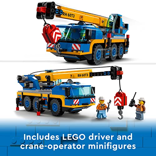LEGO City Great Vehicles Mobile Crane, Truck Toy for Kids, Boys & girls, Construction Vehicle Model Building Kit with Tool Toys, Introduction to Engineering Set 60324