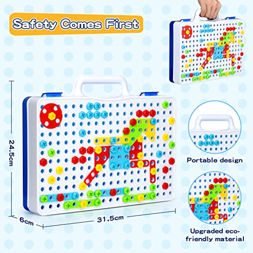 TI-TOO 3D Take Apart Toy for Kids Puzzle Constructions Toys for 3 4 5 Years Old Boys Creative Puzzles Assembly DIY Toy Construction Building Toy Kit Electric Drill Puzzle Toy Play Set with Storage Box