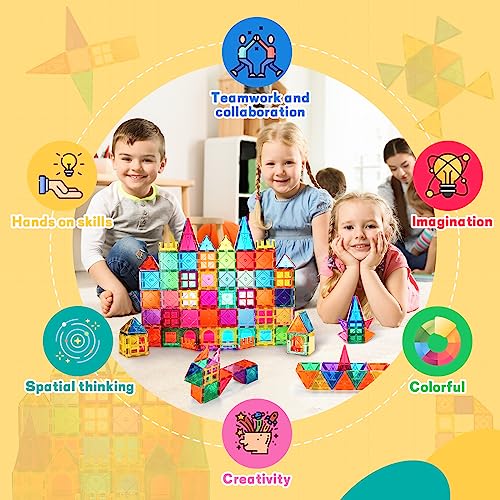 vatenick Magnetic Tiles Building Blocks Set 83PCS 3D Magnetic Blocks Tough Building Tiles Stem Toys Kids Christmas Birthday Gifts Magnetic Building Blocks for Kids Ages 3 4 5 6 7 8 Year Old