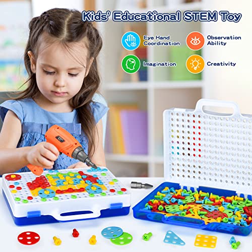 TI-TOO 3D Take Apart Toy for Kids Puzzle Constructions Toys for 3 4 5 Years Old Boys Creative Puzzles Assembly DIY Toy Construction Building Toy Kit Electric Drill Puzzle Toy Play Set with Storage Box