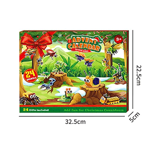 WUGU Advent Calendar 2022 Building Blocks Set, 24 Pieces Insects Building Toy Set for Kids, Boys and Girls, 12 in 1 Modular Building Playset Compatible with Lego
