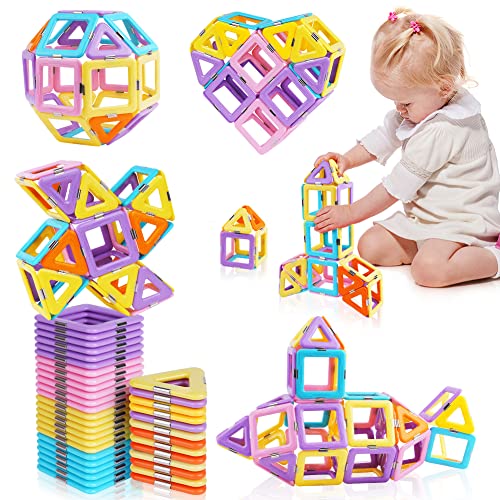 OSDUE 40PCS Magnetic Tile Educational Toys, Magnetic Building Blocks Toy Sets, Kids Learning Development Construction Set, Learning & Development Building Blocks Toys Gift for 3-7 Year Old Boys Girls