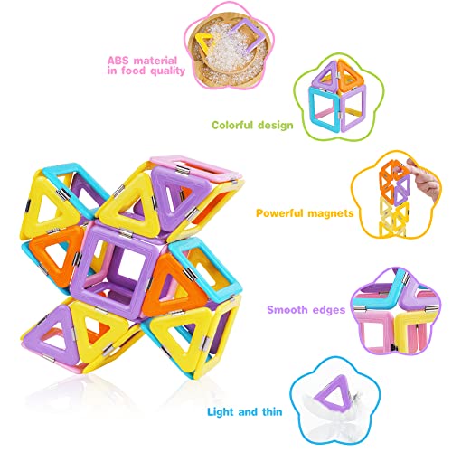 OSDUE 40PCS Magnetic Tile Educational Toys, Magnetic Building Blocks Toy Sets, Kids Learning Development Construction Set, Learning & Development Building Blocks Toys Gift for 3-7 Year Old Boys Girls