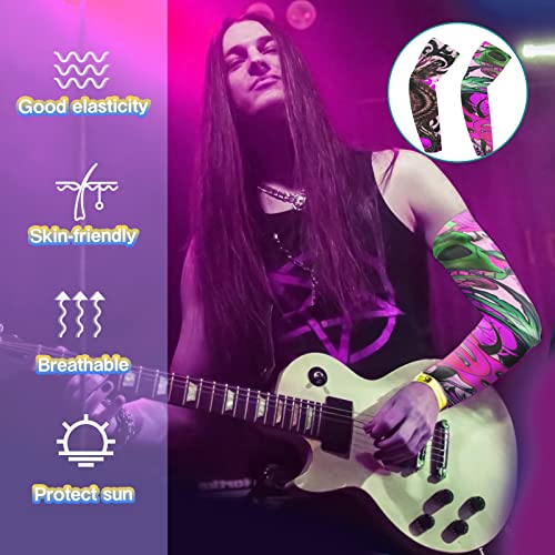 FASBET 11Pcs Rock Star Heavy Metal Set for Men Kids, includes 1 glasses 2 sleeves 2 rings 2 bracelets 2 gloves 1 inflatable guitar 1 headband, Disco Rock Star Fancy Dress Kids Boys and Girls Costume