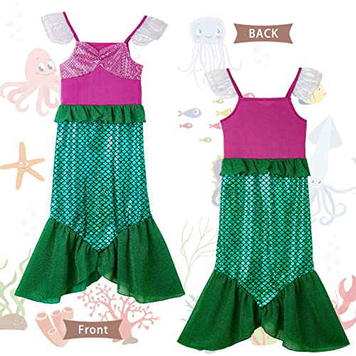 Fancyset Mermaid Costume Kids Princess Mermaid Costumes Fancy Dress Up Cosplay Halloween Party Carnival Outfit with Accessories (meirenyu, 100(3-4 years))