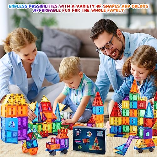 VegCow 60pcs Magnetic Tiles Set - 3D Magnetic Building Blocks, Educational Construction Magnet Toys for Kids - Children Magnet Construction Toy for Boys Girls