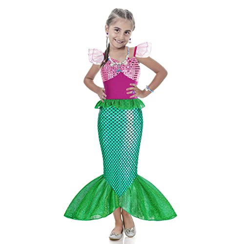 Fancyset Mermaid Costume Kids Princess Mermaid Costumes Fancy Dress Up Cosplay Halloween Party Carnival Outfit with Accessories (meirenyu, 100(3-4 years))