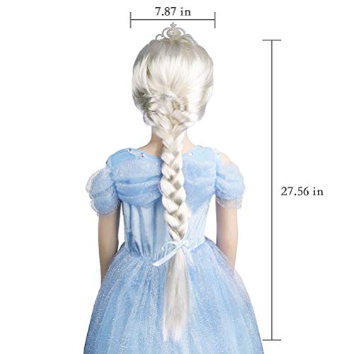 Vicloon Elsa Dress Up Accessories Set, 8 Pcs Princess Costumes Set From Tiara, Gloves, Magic Wand, Upgrade Princess Braid with Hoop, Necklace, Earring for 3-9 Years