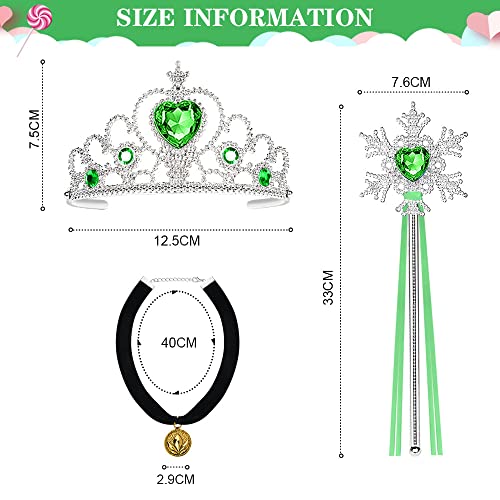 Vicloon 3 Pcs Princess Elsa Accessories Set - Tiara Crown, Choker and Magic Wand,Girls Party Cosplay Dress Costumes Accessories Kit