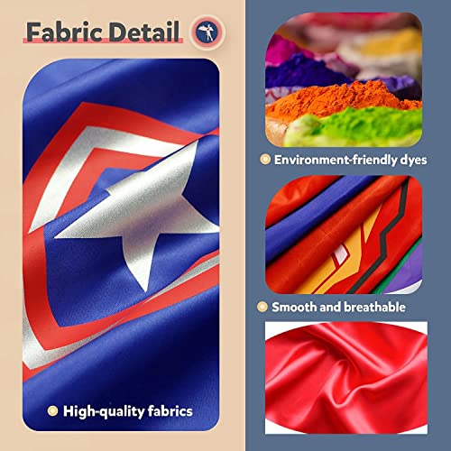 LATERN 6Pcs Superhero Cape and Mask, Cartoon Superhero Costumes Dress up Toys for Kids Boys Girls Birthday Party Favors