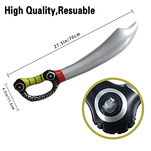 Jc.upin 3 Pcs Toy Sword 73cm Inflatable Pirate Cutlass,Pirate Costume Accessory for Kids Boys Girls Adults, Kids Halloween Caribbean Pirate Fancy Dress Up Costume Party Cosplay Toy Prop Accessory