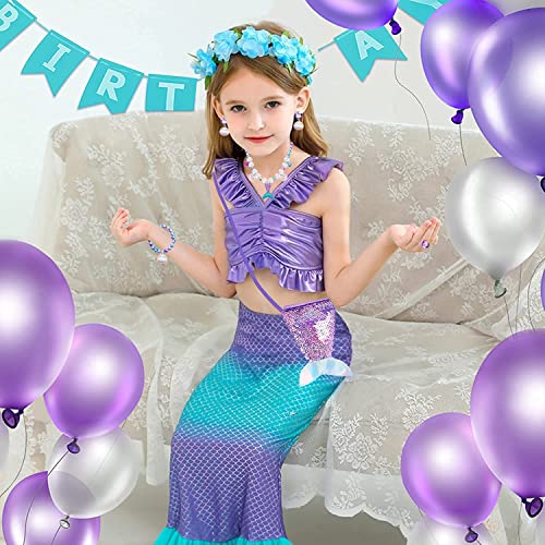 Jiosdo Mermaid Jewellery Set for Girls kids, Kids jewellery Sets for Little Girls, Children Jewelry Sets Include Handbag Necklace Bracelets, Princess Costume Play Pretend Dress Up Party Favors