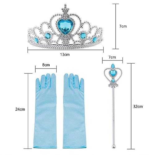 Vicloon Elsa Dress Up Accessories Set, 8 Pcs Princess Costumes Set From Tiara, Gloves, Magic Wand, Upgrade Princess Braid with Hoop, Necklace, Earring for 3-9 Years
