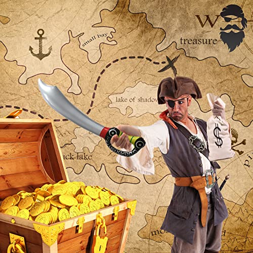 Jc.upin 3 Pcs Toy Sword 73cm Inflatable Pirate Cutlass,Pirate Costume Accessory for Kids Boys Girls Adults, Kids Halloween Caribbean Pirate Fancy Dress Up Costume Party Cosplay Toy Prop Accessory