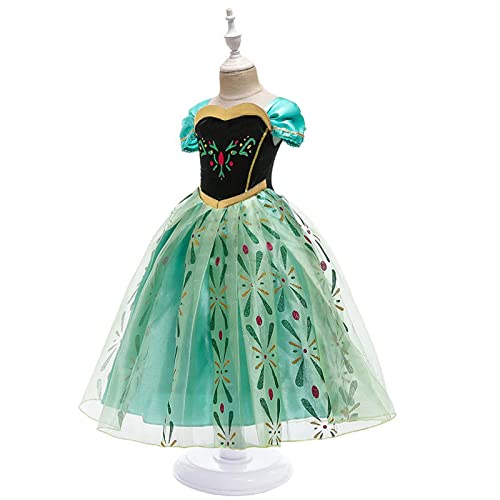 IDOTTA Elsa Costume Dress,Anna Princess Fancy Cosplay Dress for Girls Party Bridesmaid Pageant Birthday Halloween Christmas with Crown Magic Wand Accessories