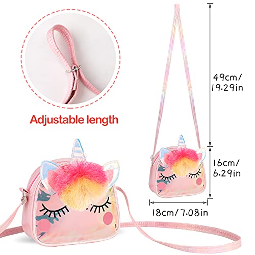 Hifot Unicorn Crossbody Bag Purse with Jewelry Set Little Girls, Unicorn Princess Necklace Bracelet Rings Earrings Handbag Accessories, Jewelry Party Favors Gift Dress Up