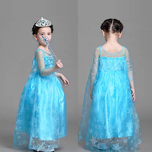 Vicloon Elsa Dress Up Accessories Set, 8 Pcs Princess Costumes Set From Tiara, Gloves, Magic Wand, Upgrade Princess Braid with Hoop, Necklace, Earring for 3-9 Years