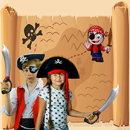 Jc.upin 3 Pcs Toy Sword 73cm Inflatable Pirate Cutlass,Pirate Costume Accessory for Kids Boys Girls Adults, Kids Halloween Caribbean Pirate Fancy Dress Up Costume Party Cosplay Toy Prop Accessory