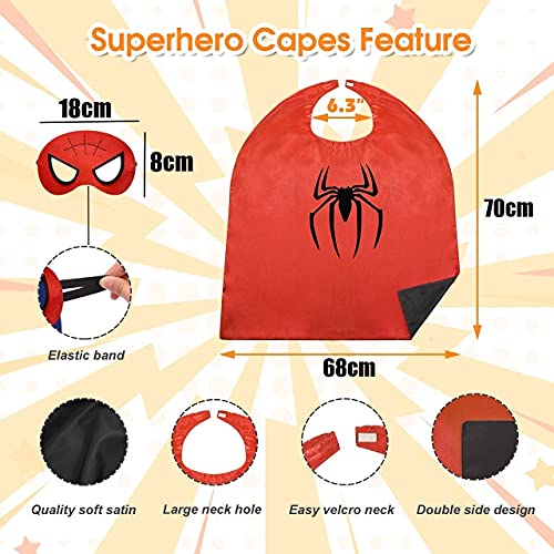LATERN 6Pcs Superhero Cape and Mask, Cartoon Superhero Costumes Dress up Toys for Kids Boys Girls Birthday Party Favors