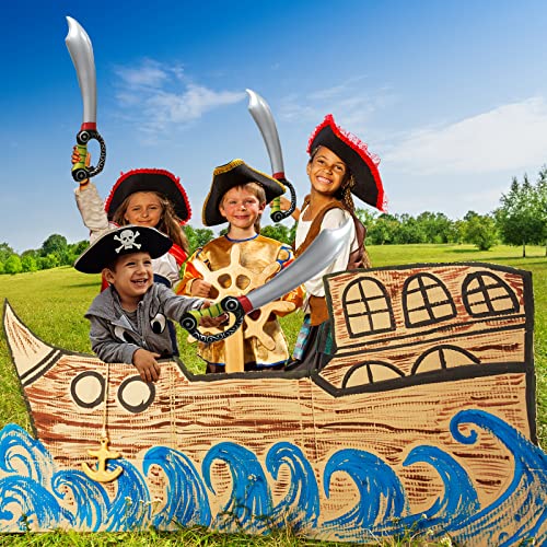 Jc.upin 3 Pcs Toy Sword 73cm Inflatable Pirate Cutlass,Pirate Costume Accessory for Kids Boys Girls Adults, Kids Halloween Caribbean Pirate Fancy Dress Up Costume Party Cosplay Toy Prop Accessory