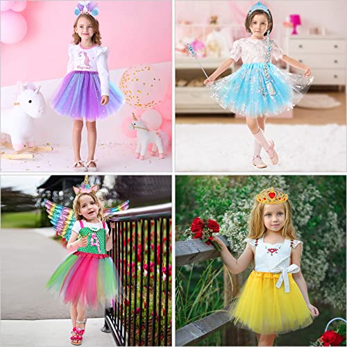 Tacobear Princess Costumes for Girls Princess Dress Up Tutu Skirts Mermaid Unicorn Headband Wings Wand Elsa Hairband with Plait Princess Party Halloween Carnival Costume Princess Birthday Gifts