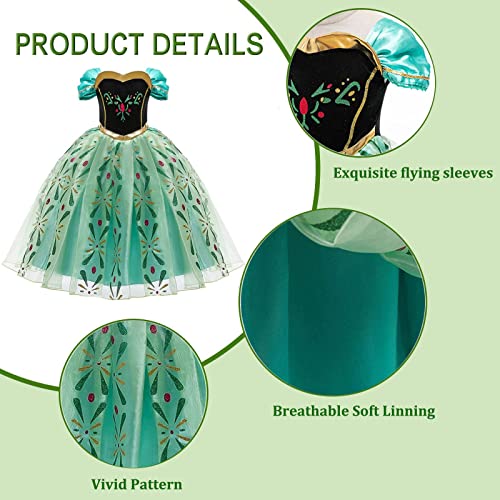 IDOTTA Elsa Costume Dress,Anna Princess Fancy Cosplay Dress for Girls Party Bridesmaid Pageant Birthday Halloween Christmas with Crown Magic Wand Accessories