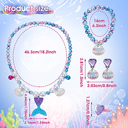 ASTER Mermaid Necklace Birthday Gift Kids Jewelry for Girls, Mermaid Princess Dress Up Set for Mermaid Party Decorations Halloween Costume Accessories