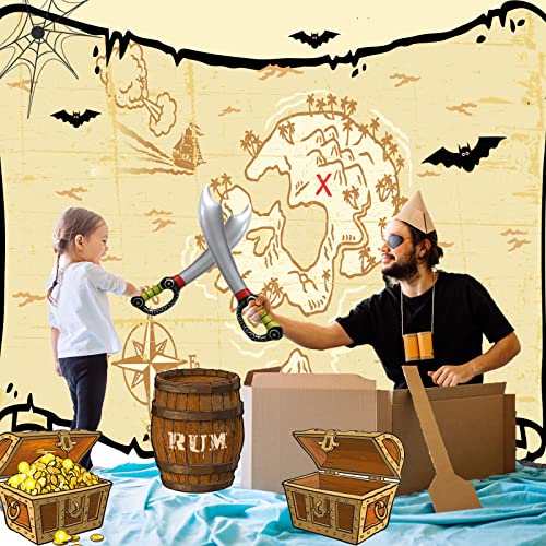 Jc.upin 3 Pcs Toy Sword 73cm Inflatable Pirate Cutlass,Pirate Costume Accessory for Kids Boys Girls Adults, Kids Halloween Caribbean Pirate Fancy Dress Up Costume Party Cosplay Toy Prop Accessory