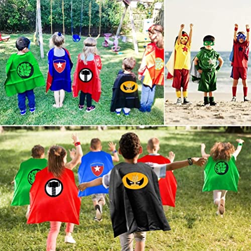 LATERN 6Pcs Superhero Cape and Mask, Cartoon Superhero Costumes Dress up Toys for Kids Boys Girls Birthday Party Favors