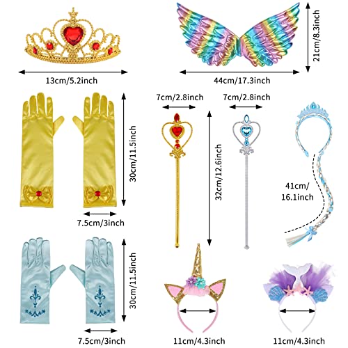 Tacobear Princess Costumes for Girls Princess Dress Up Tutu Skirts Mermaid Unicorn Headband Wings Wand Elsa Hairband with Plait Princess Party Halloween Carnival Costume Princess Birthday Gifts