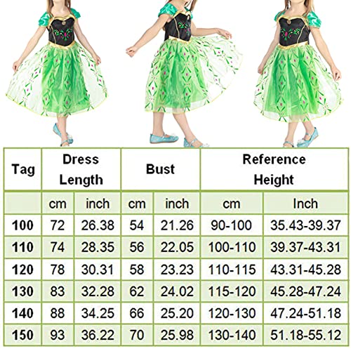 IDOTTA Elsa Costume Dress,Anna Princess Fancy Cosplay Dress for Girls Party Bridesmaid Pageant Birthday Halloween Christmas with Crown Magic Wand Accessories