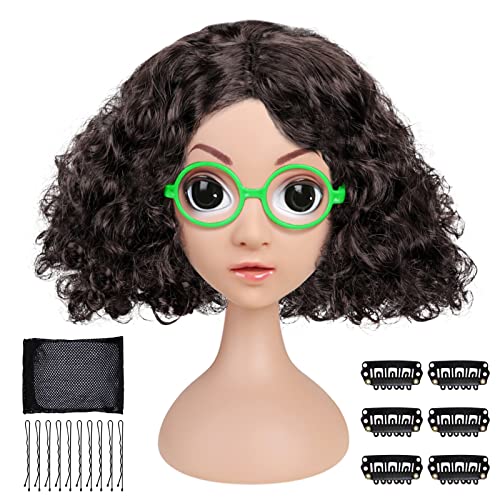 TAROME Encanto Party Decoration Kids Mirabel Cosplay Wig with Green Round Glasses Frame Mirabel Wig Sets for Girl Daughter Magic Movie Themes Birthday Party Halloween Dress Up