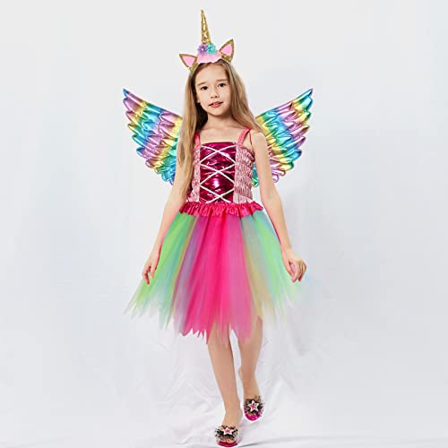 Tacobear Princess Costumes for Girls Princess Dress Up Tutu Skirts Mermaid Unicorn Headband Wings Wand Elsa Hairband with Plait Princess Party Halloween Carnival Costume Princess Birthday Gifts
