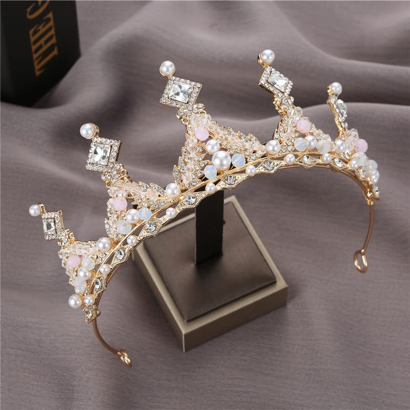 HPMAISON Girls Crystal Tiara Princess Costume Crown Headband Wedding Carnival Headdress Fancy Dress Hair Accessories Jewelry Gift for 2-12 Years Kids Women Birthday Dress Up Party Communion