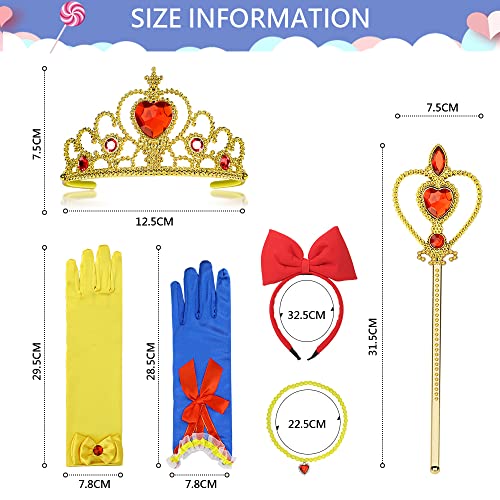 Vicloon Princess Costumes Set, 8 Pcs Princess Elsa Dress Up Accessories Set, Include Elsa Crown, Wand, Gloves, Necklaces and Hair Band, Princess Dress Up for Girls