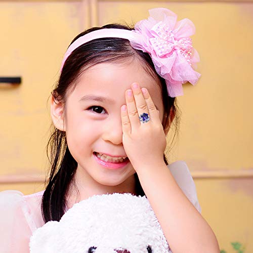 Toyvian 12PCS Little Girl Adjustable Rings in Box Children Kids Pretend Play and Dress up Rings(Mixed Styles)