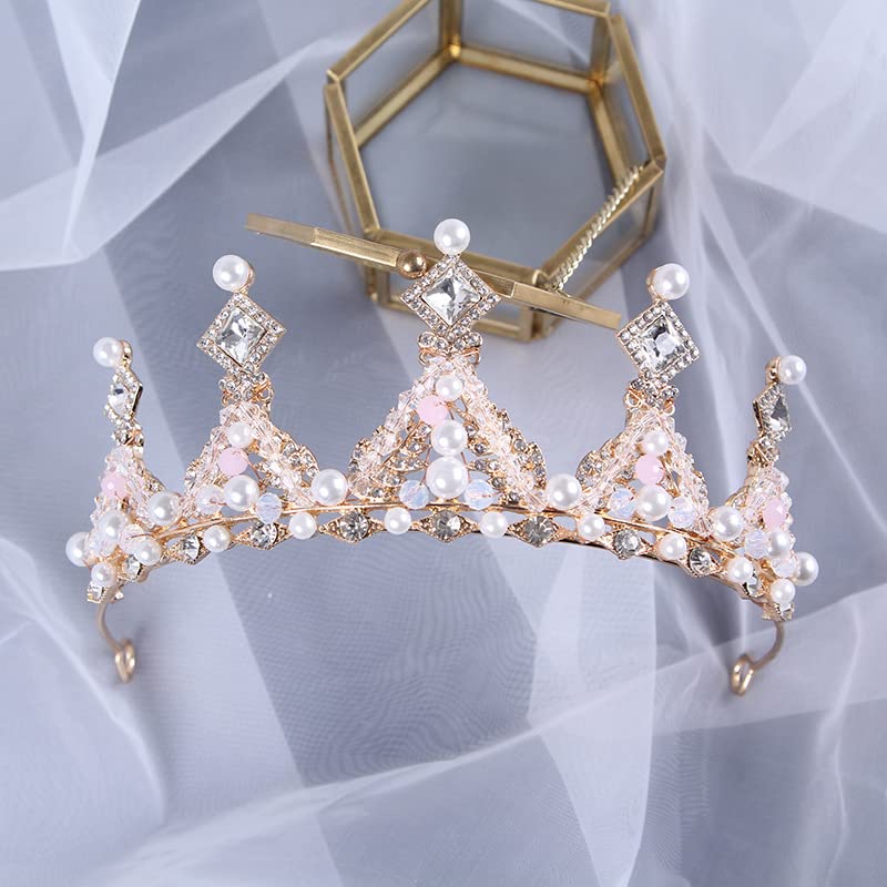 HPMAISON Girls Crystal Tiara Princess Costume Crown Headband Wedding Carnival Headdress Fancy Dress Hair Accessories Jewelry Gift for 2-12 Years Kids Women Birthday Dress Up Party Communion