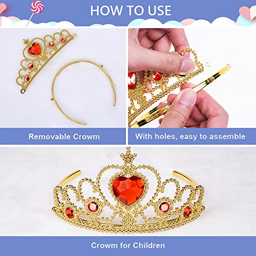 Vicloon Princess Costumes Set, 8 Pcs Princess Elsa Dress Up Accessories Set, Include Elsa Crown, Wand, Gloves, Necklaces and Hair Band, Princess Dress Up for Girls