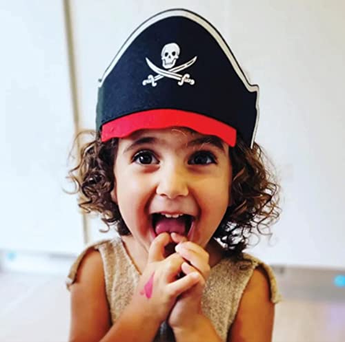 Toyseum 3 x Kids Pirate Hat, Fits Children of All Ages, Pirate Party Hats for Boys & Girls Fancy Dress Parties or for Party Bags, Childrens Pirate Accessories for School Events, Pack of 3