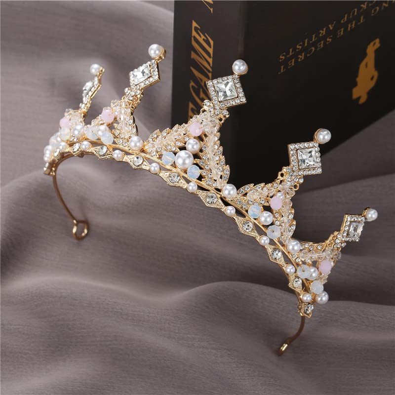 HPMAISON Girls Crystal Tiara Princess Costume Crown Headband Wedding Carnival Headdress Fancy Dress Hair Accessories Jewelry Gift for 2-12 Years Kids Women Birthday Dress Up Party Communion