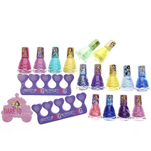 Townley Girl 18 pcs Nail Varnish Set|Non-Toxic Peel-Off Water-Based Safe Quick Dry Nail Polish kit with Toe Separators & Nail File for Girls|Ages 3+