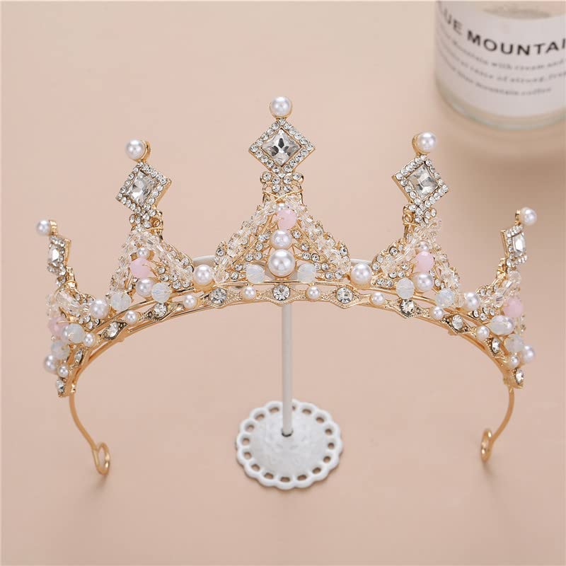 HPMAISON Girls Crystal Tiara Princess Costume Crown Headband Wedding Carnival Headdress Fancy Dress Hair Accessories Jewelry Gift for 2-12 Years Kids Women Birthday Dress Up Party Communion