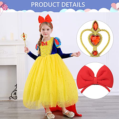 Vicloon Princess Costumes Set, 8 Pcs Princess Elsa Dress Up Accessories Set, Include Elsa Crown, Wand, Gloves, Necklaces and Hair Band, Princess Dress Up for Girls