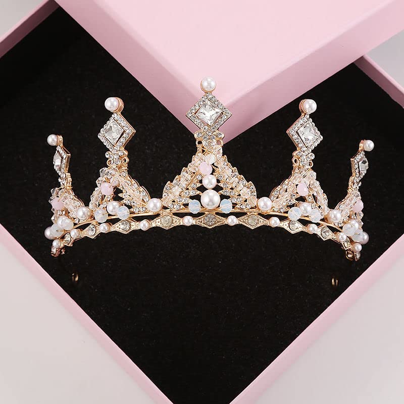 HPMAISON Girls Crystal Tiara Princess Costume Crown Headband Wedding Carnival Headdress Fancy Dress Hair Accessories Jewelry Gift for 2-12 Years Kids Women Birthday Dress Up Party Communion