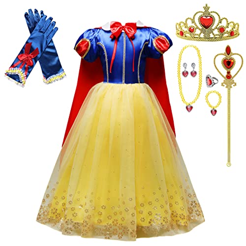 Lito Angels Princess Halloween Costume Birthday Party Fancy Dress Up with Cape and Accessories for Kids Girls Age 6-7 Years, Style C